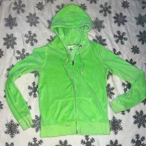 Green zip up drawstring jacket from PINK
